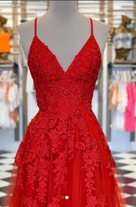 Party Dress Baby, Red Lace Prom Dress, Prom Dresses, Evening Dress Formal Gown Graduation Party Dress, 2693
