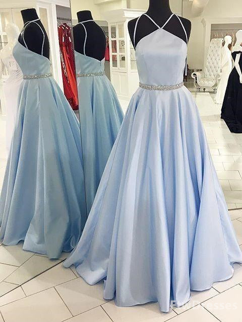 Evening Dresses Wholesale, pale light blue prom dress ball gown prom dress long prom dress