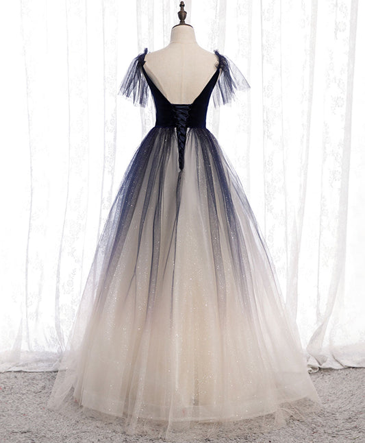 Evening Dresses Prom Long, Blue Tulle Long Prom Dress Blue Tulle Formal Dress