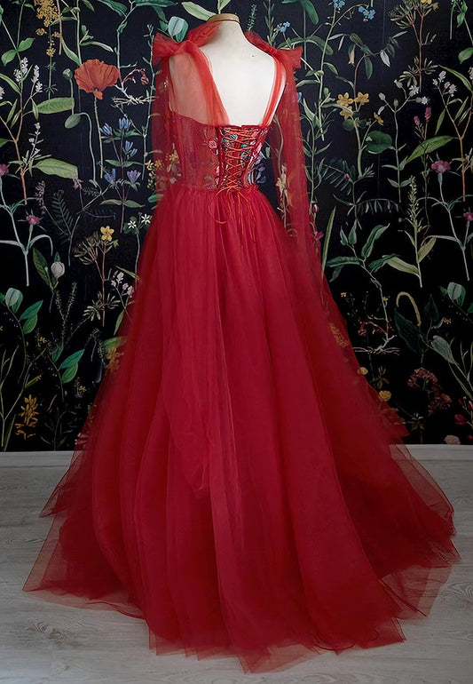 Party Dress For Christmas Party, Gorgeous Red Long Evening Dress, Prom Dresses